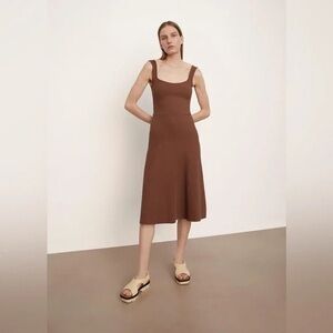 NWT Vince Ribbed Sweetheart Neck Tank Dress in Hazelnut Brown